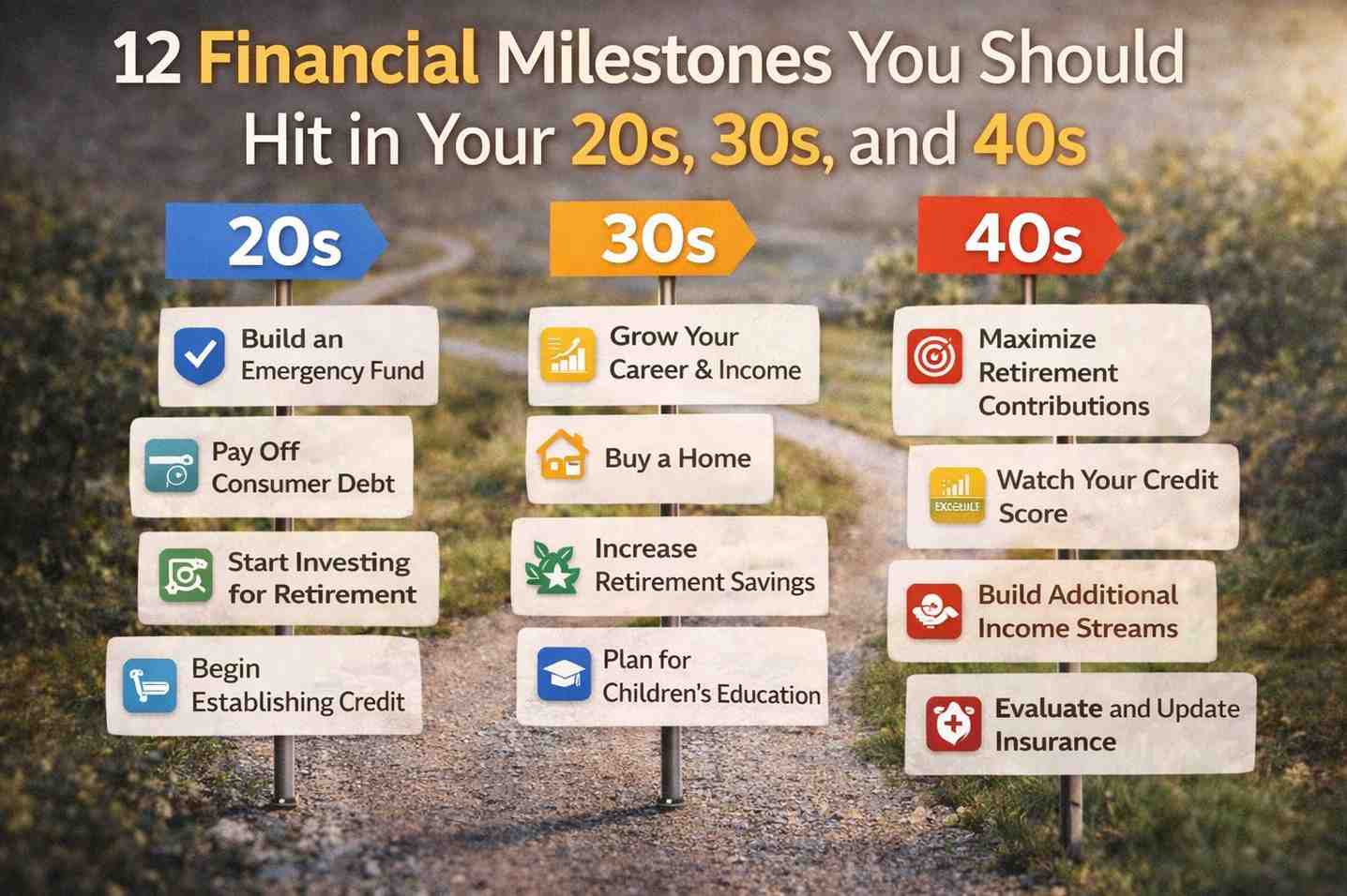 12 Best Financial Milestones You Should Hit in Your 20s, 30s, and 40s