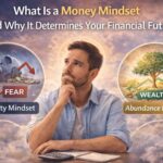 Money Mindset shown with realistic comparison of scarcity vs abundance thinking and financial growth planning in a modern setup